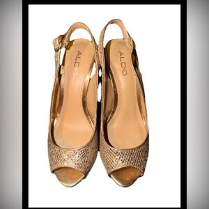 Aldo Metallic Gold Slingback Heels